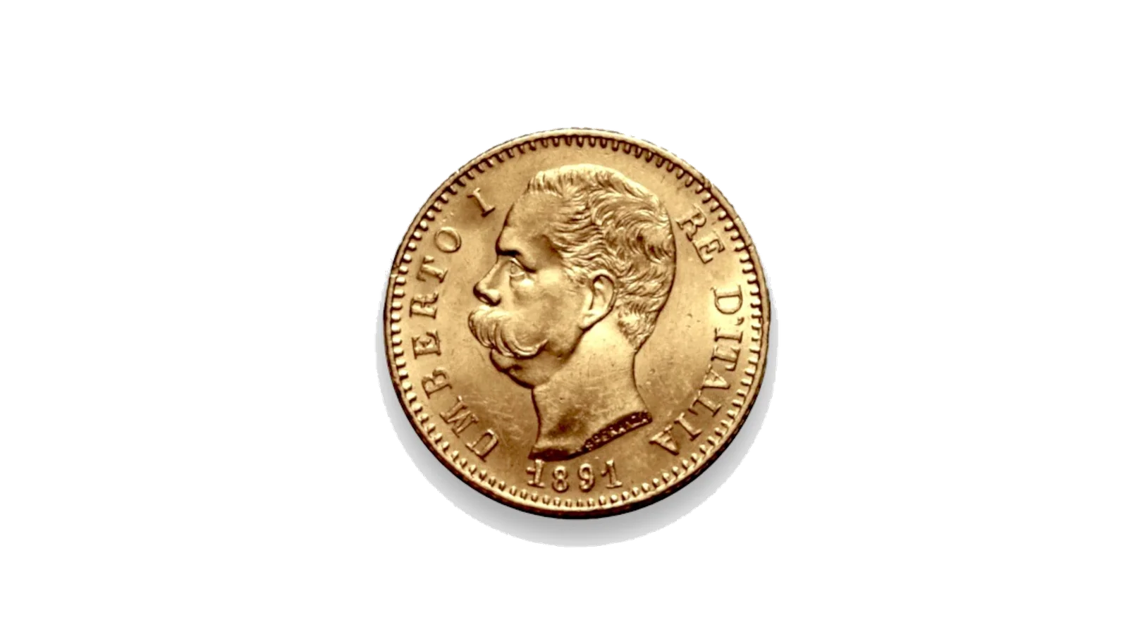 Gold 20-lire coin - obverse