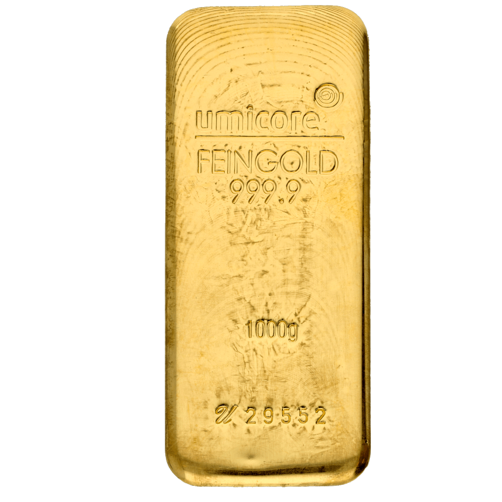 Goudbaar Umicore 1000 gram met certificaat