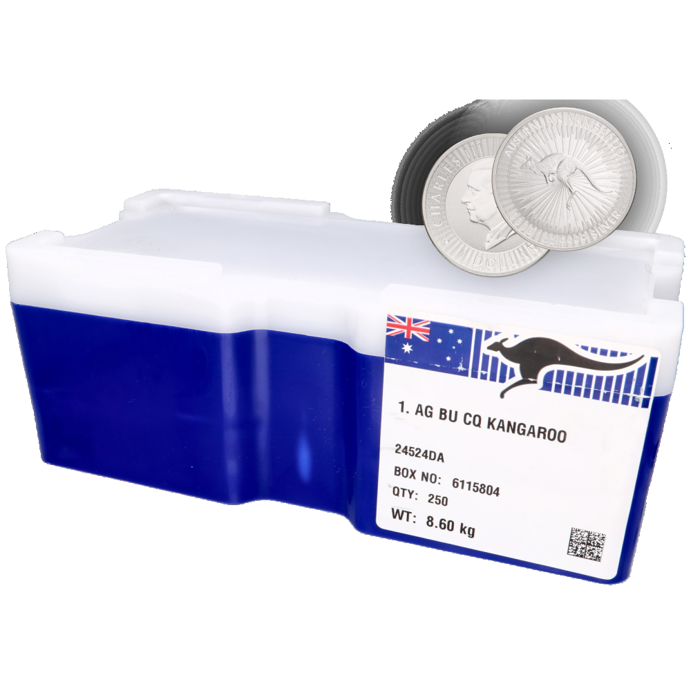 Zilveren Kangaroos Monsterbox 250x1 OZ (Nieuw)