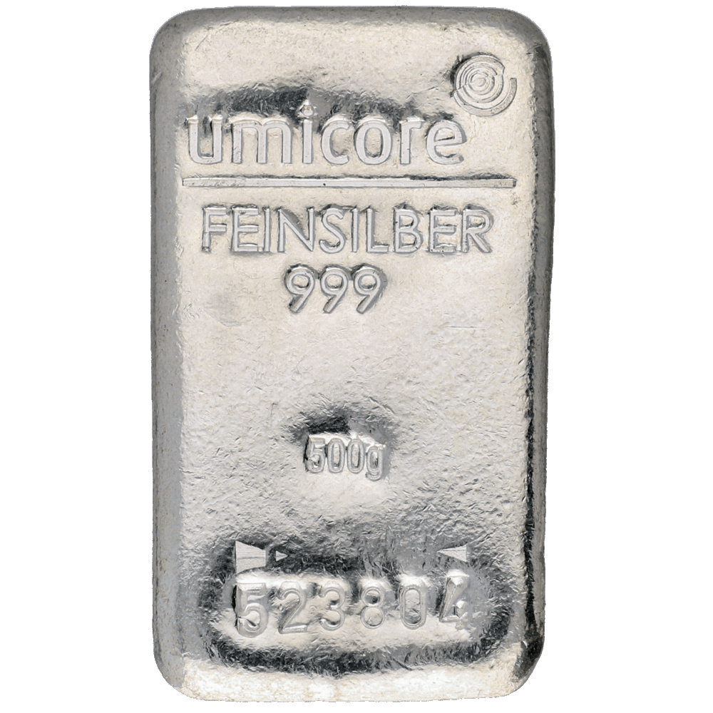 Zilverbaar Umicore 500 gram